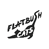 A text logo for Flatbush Cats - featuring an illustrated black cat.
